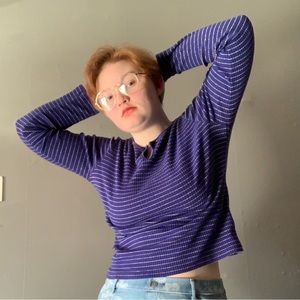 Thin Long Sleeve Striped Sweater | NEW YORK & Company | Large